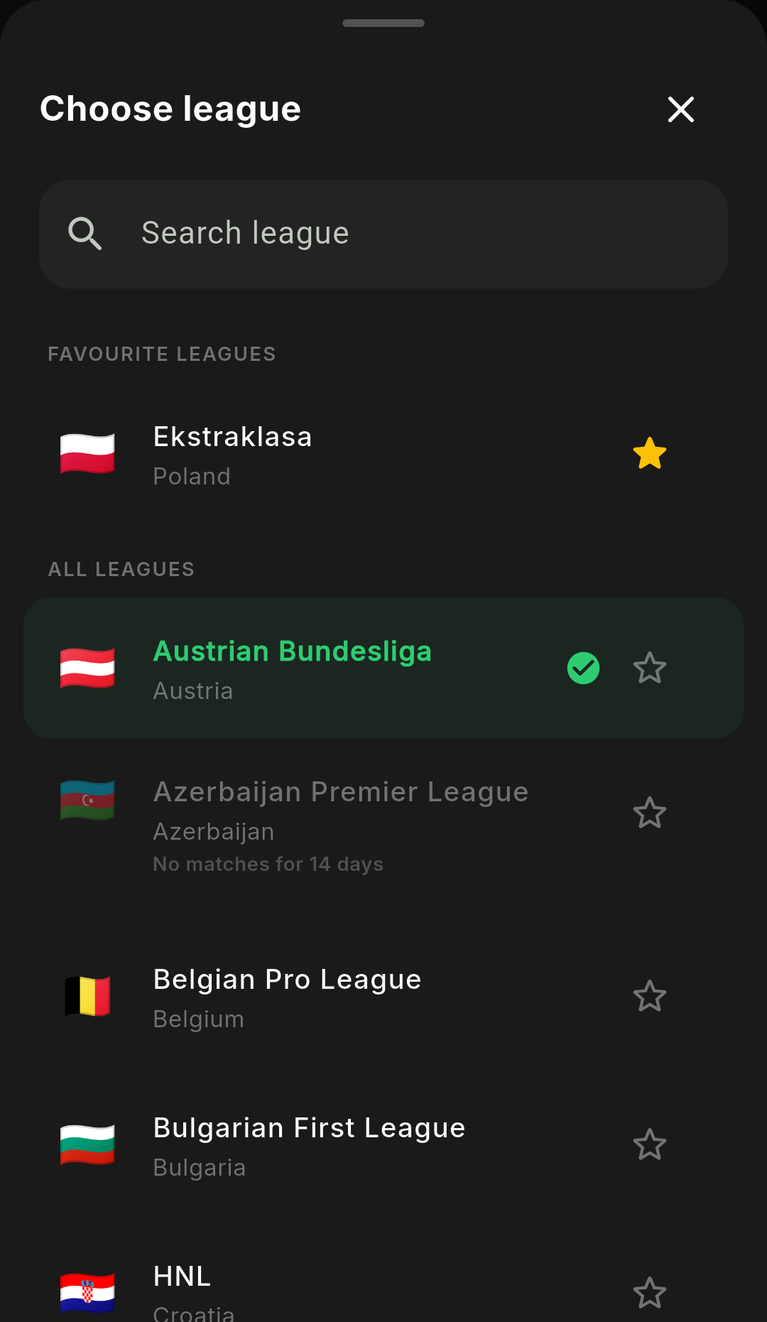 Match details in the ValueBet app
